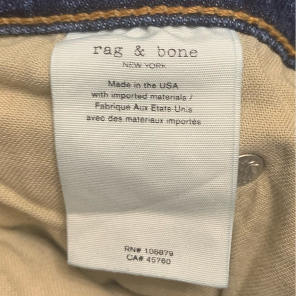 Rag & Bone Elton Fit High Rise Skinny Ankle Jeans Classic Dark Preppy Size 25 - Picture 15 of 16